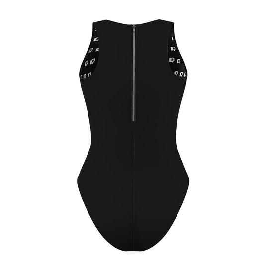 Solid Black - Solid Women's Waterpolo Swimsuit Classic Cut