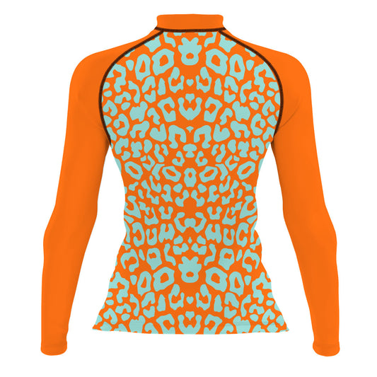 jaguar naranja - Women's Surf UPF50+ Long Sleeve Rash Guard