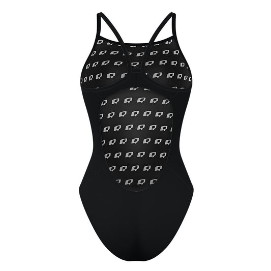 Solid Black - Solid Skinny Strap Swimsuit