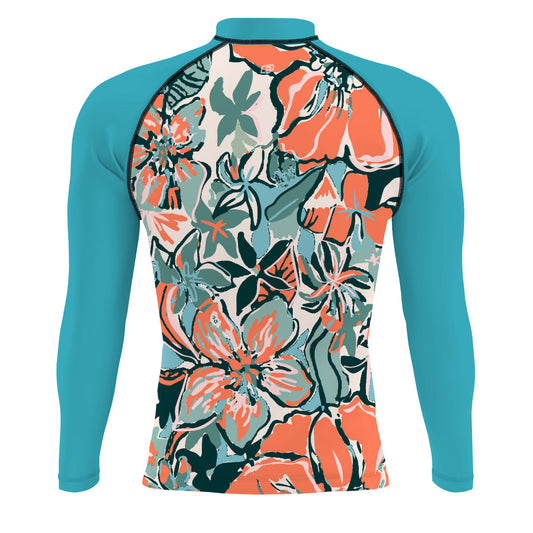 Pink Flora - Men's Surf UPF50+ Long Sleeve Rash Guard