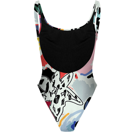 Floral Splash - High Hip One Piece Swimsuit