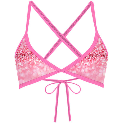 Rosé Glitter - Tieback Bikini Top