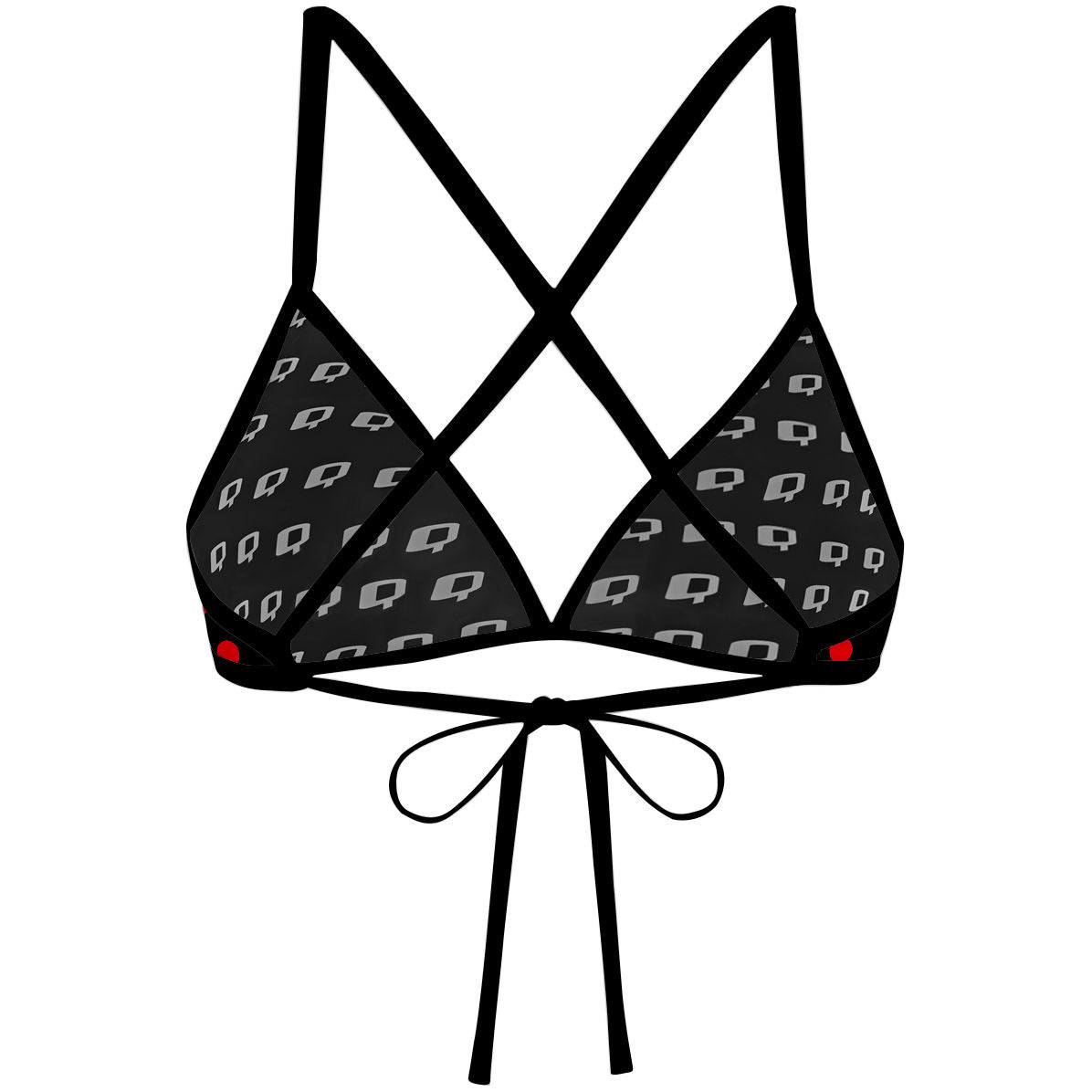 Red-Black Polka Dots - Tieback Bikini Top