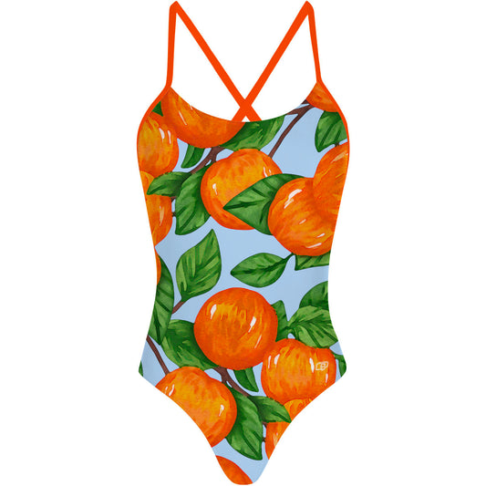 Swimming With Oranges - Traje de Baño Tieback de Una pieza