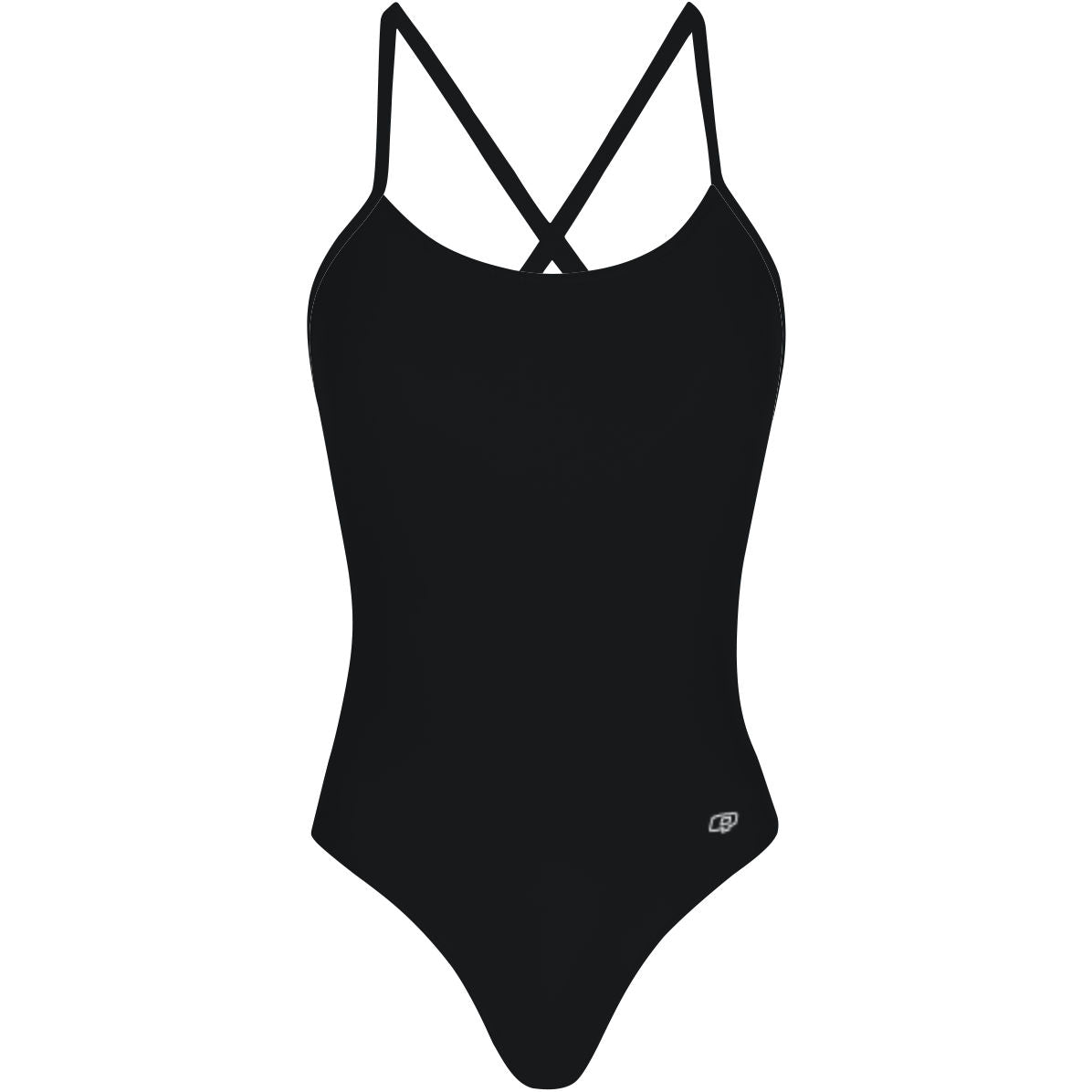 Solid Black - Solid Tieback One Piece Swimsuit