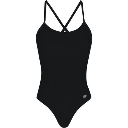 Solid Black - Solid Tieback One Piece Swimsuit