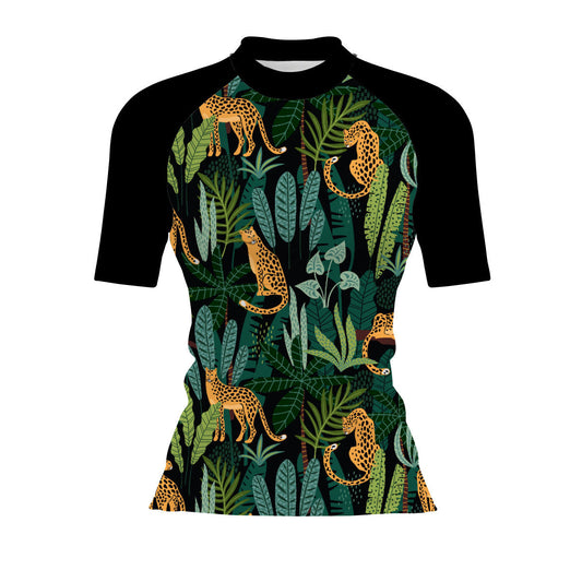 Jaguar jungle - Women's Surf UPF50+ Short Sleeve Rash Guard