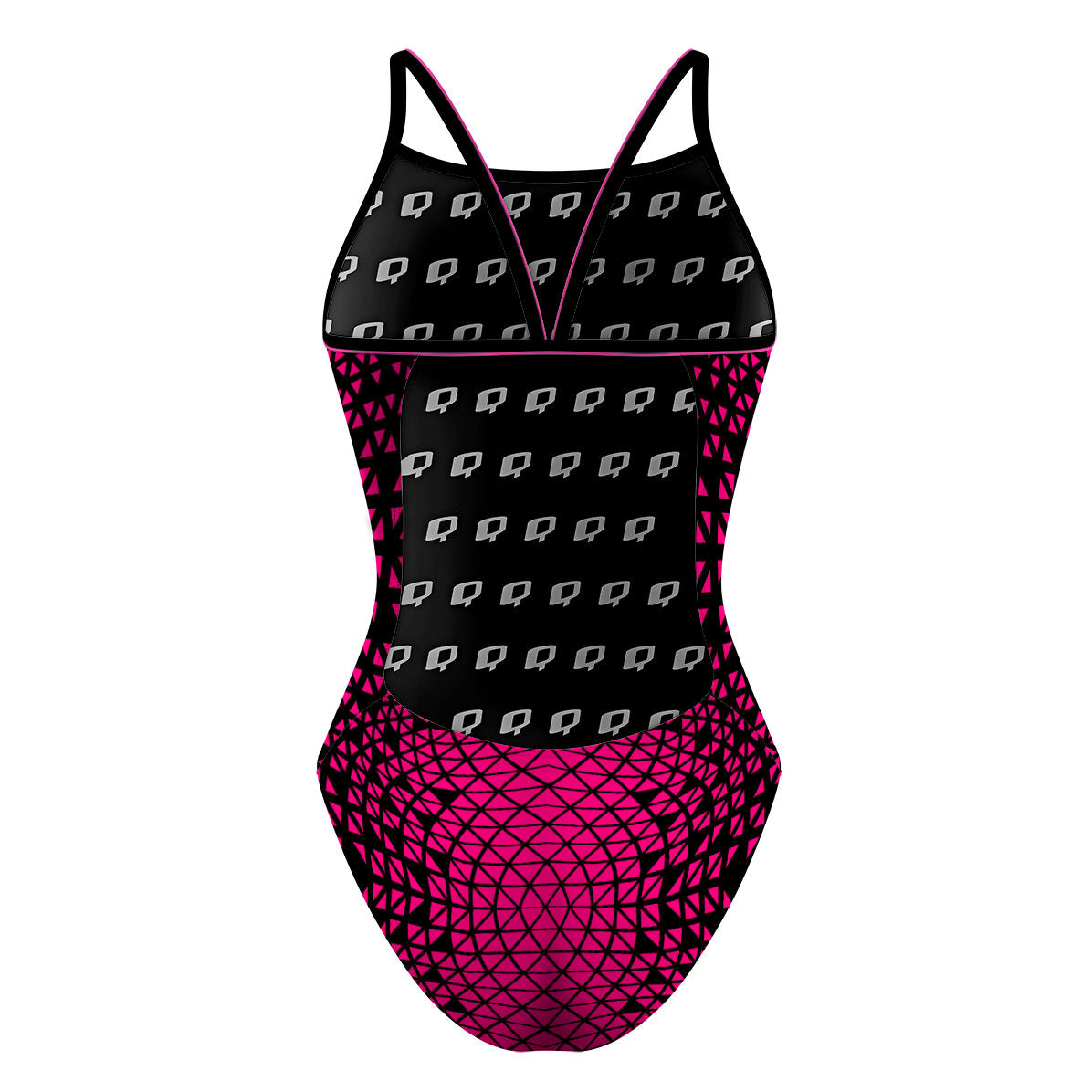 Black/ Pink Geometry - Traje de Baño Sunback Tank
