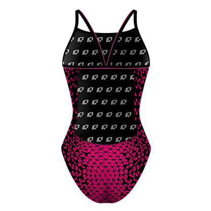 Black/ Pink Geometry - Traje de Baño Sunback Tank