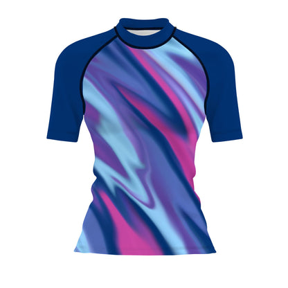 Amorphous Blur - Surf Rash Guard UPF50+ de Manga Corta para Mujer