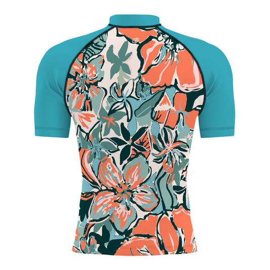 Pink flora - Men's Surf UPF50+ Short Sleeve Rash Guard