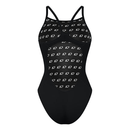 Solid Black - Solid Skinny Strap Swimsuit