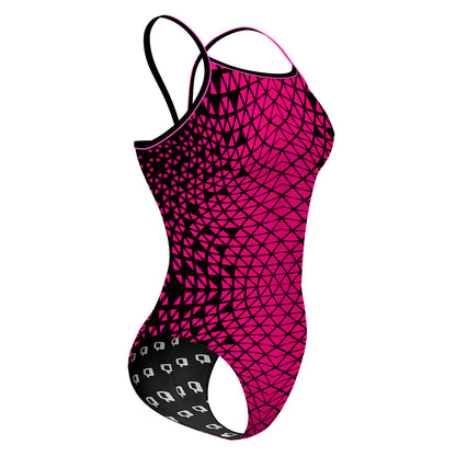 Black/ Pink Geometry - Traje de Baño Sunback Tank