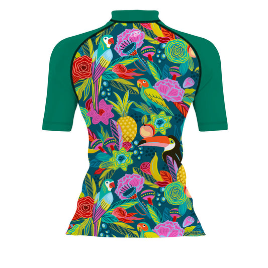 Vibrant Toucan - Women's Surf UPF50+ Short Sleeve Rash Guard