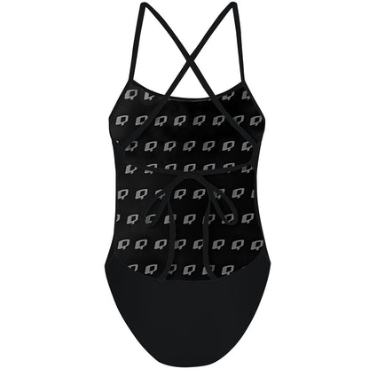Solid Black - Solid Tieback One Piece Swimsuit