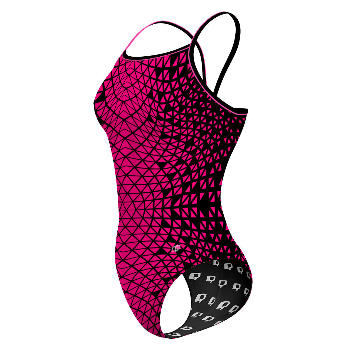 Black/ Pink Geometry - Traje de Baño Sunback Tank