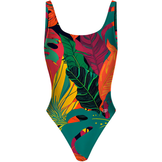 Monsteras Dream - High Hip One Piece Swimsuit