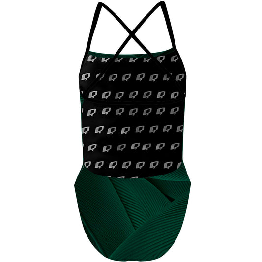 Green Feathers - "X" Back Swimsuit