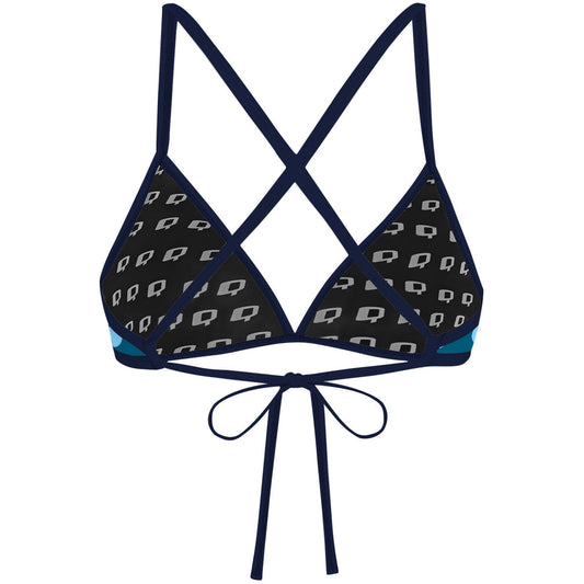 Teal-Blue Polka Dots - Tieback Bikini Top