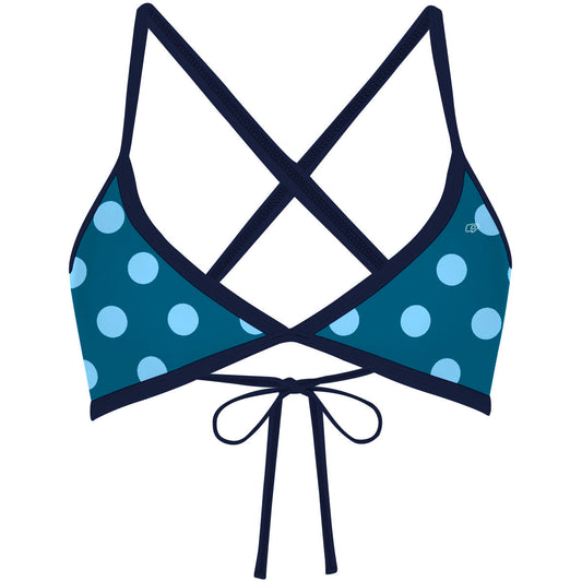 Teal-Blue Polka Dots - Tieback Bikini Top