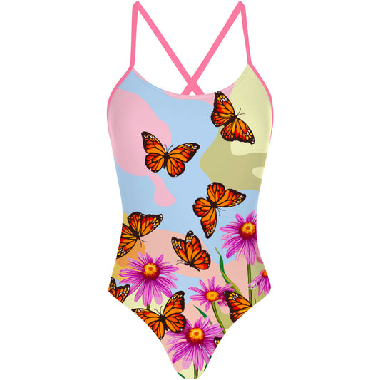 Monarch Butterfly - Traje de Baño Tieback de Una pieza