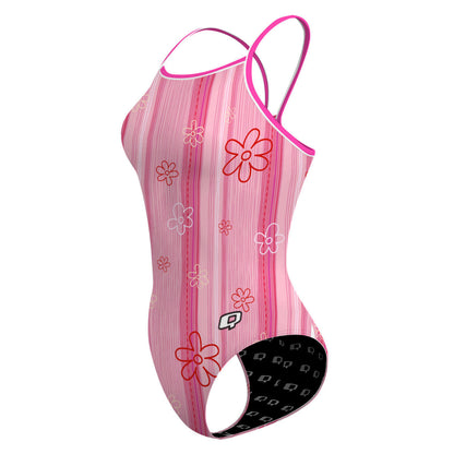 Pink Stripes - Skinny Strap Swimsuit