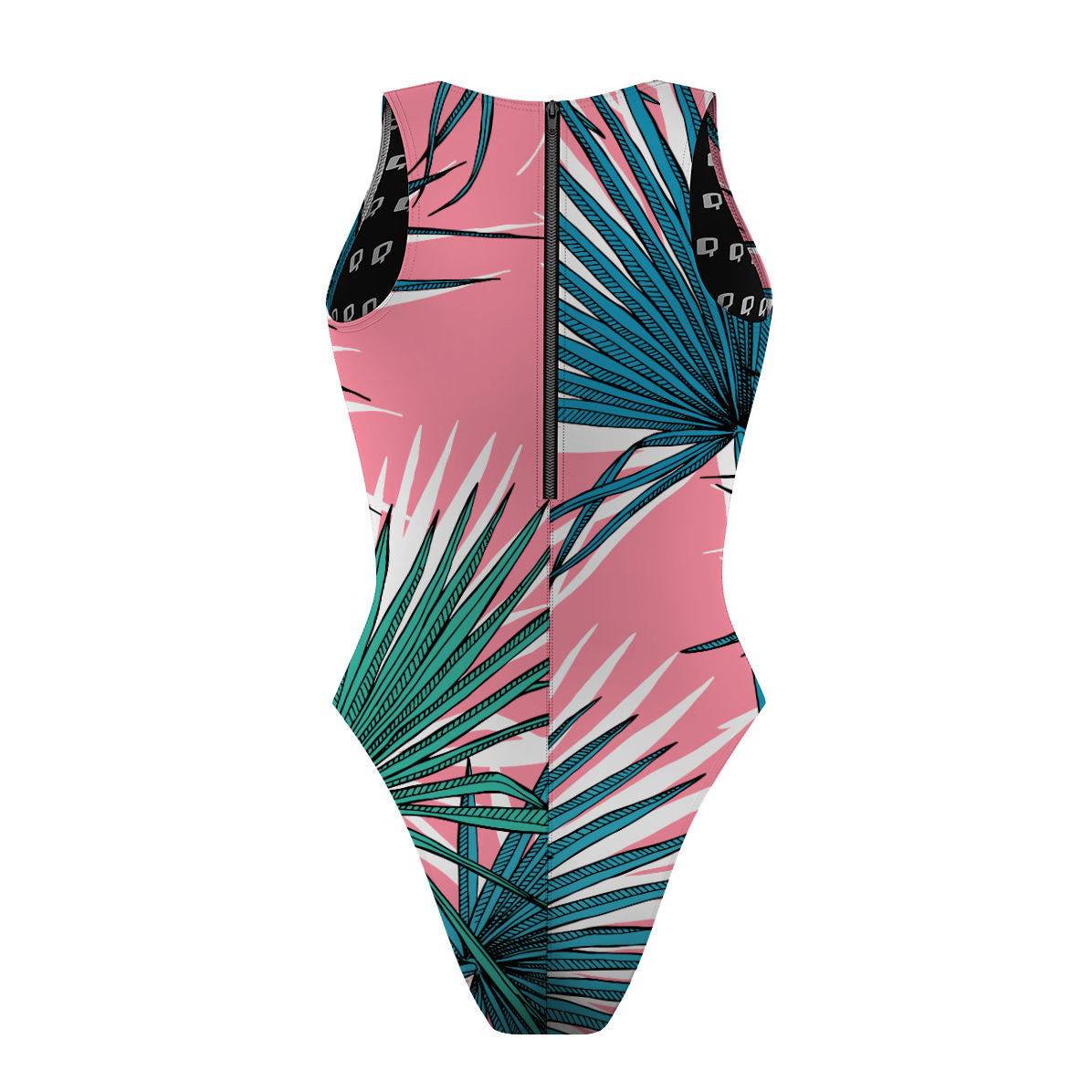 Pink Palm - Women Waterpolo Swimsuit Cheeky Cut