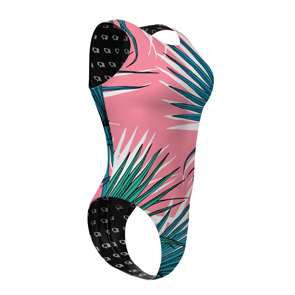 Pink Palm - Women Waterpolo Swimsuit Cheeky Cut